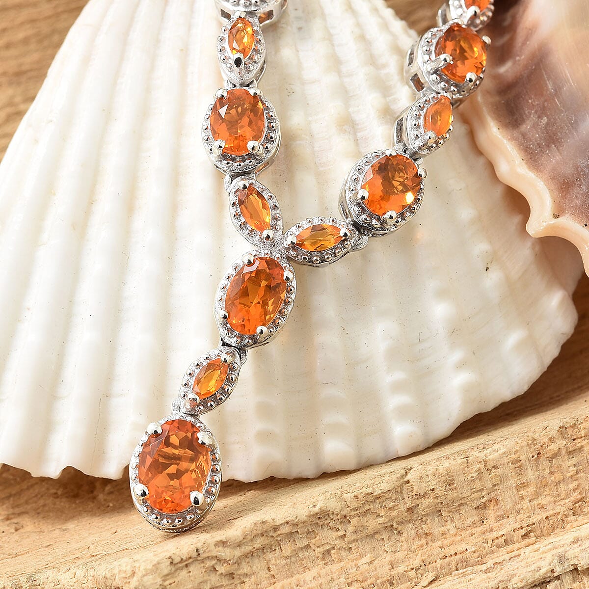 Salamanca Fire Opal Platinum Over Sterling Silver Y-Shape Necklace (18-20 in) 3.35 ctw image number 1