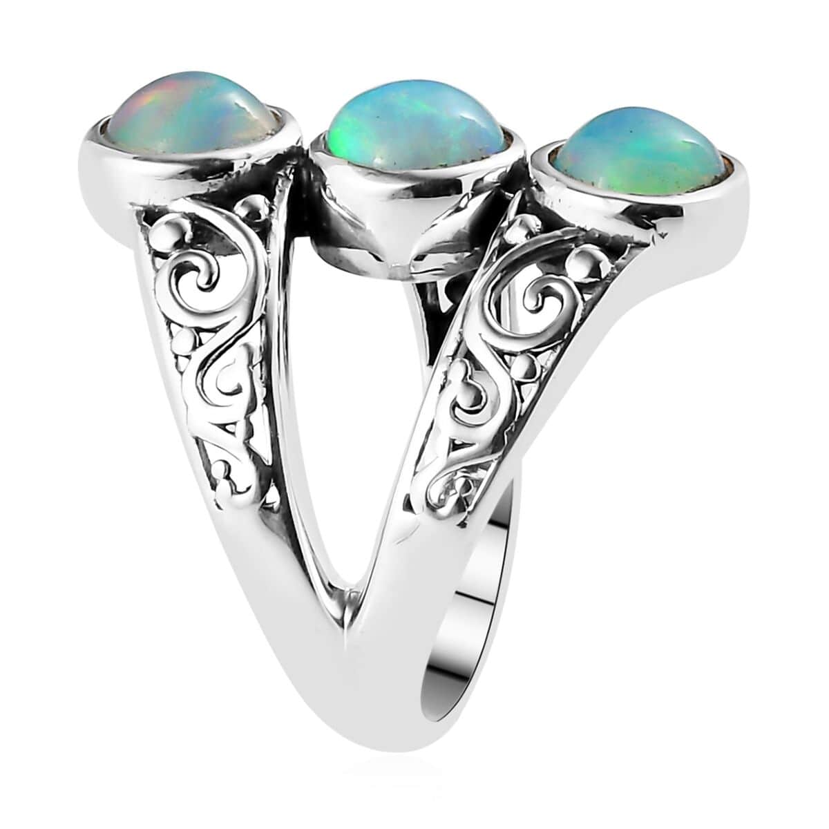Premium Ethiopian Welo Opal Openwork Ring in Sterling Silver (Size 6.0) 1.65 ctw image number 3