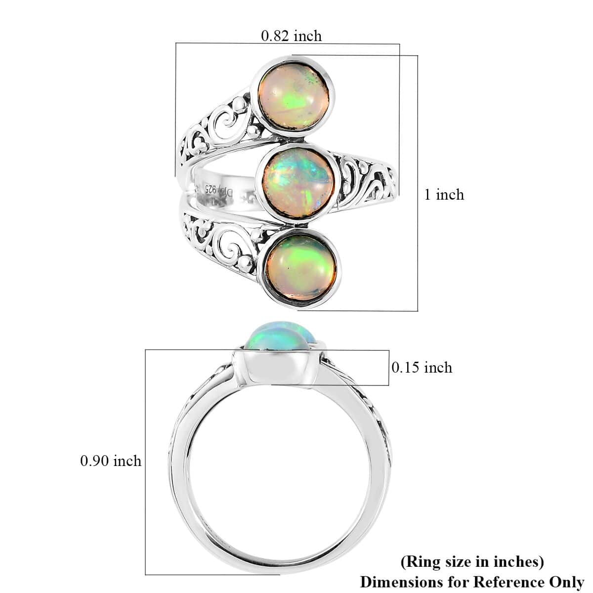Premium Ethiopian Welo Opal Openwork Ring in Sterling Silver (Size 8.0) 1.65 ctw image number 5