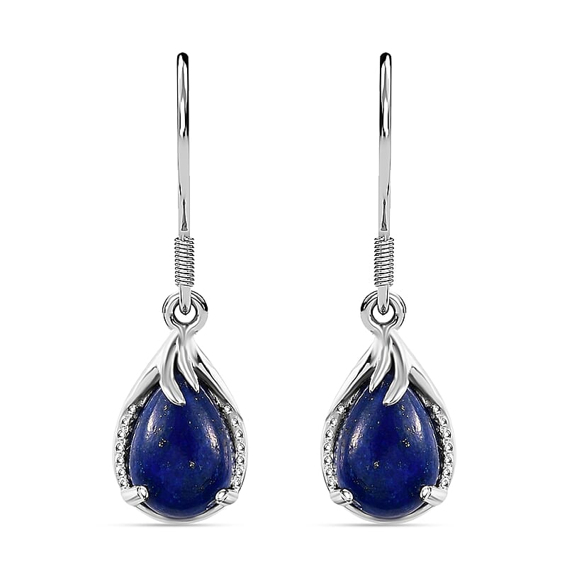 D'Joy Lapis Lazuli 5.25 ctw Drop Earrings in Sterling Silver, Lapis Lazuli Earrings, Dangle Earrings, Anniversary Gift For Her