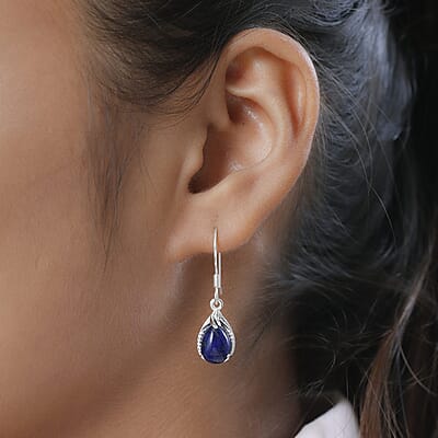 D'Joy Lapis Lazuli 5.25 ctw Drop Earrings in Sterling Silver, Lapis Lazuli Earrings, Dangle Earrings, Anniversary Gift For Her