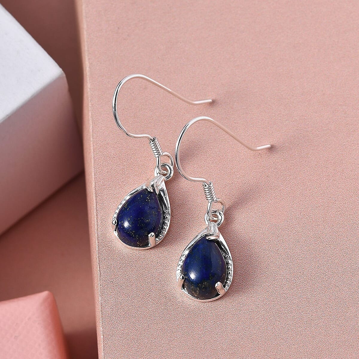 D'Joy Lapis Lazuli 5.25 ctw Drop Earrings in Sterling Silver, Lapis Lazuli Earrings, Dangle Earrings, Anniversary Gift For Her image number 3