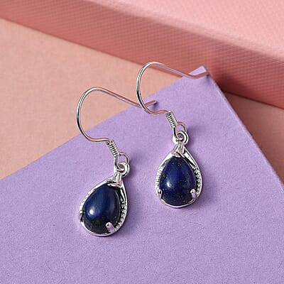 D'Joy Lapis Lazuli 5.25 ctw Drop Earrings in Sterling Silver, Lapis Lazuli Earrings, Dangle Earrings, Anniversary Gift For Her