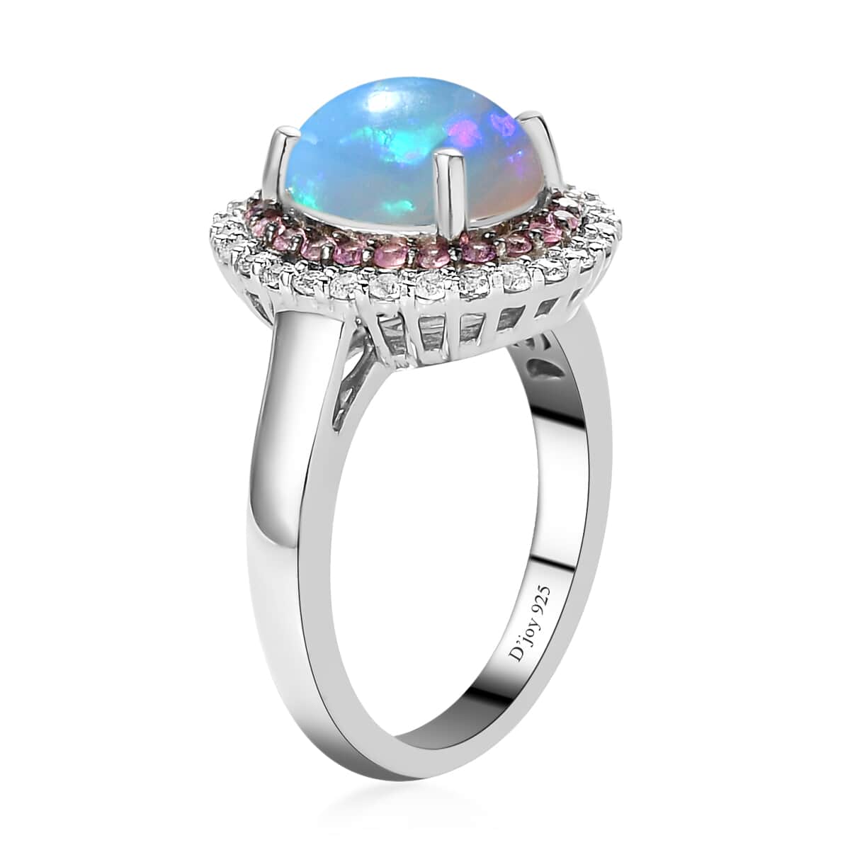 Premium Ethiopian Welo Opal and Multi Gemstone Double Halo Ring in Platinum Over Sterling Silver 3.00 ctw image number 3