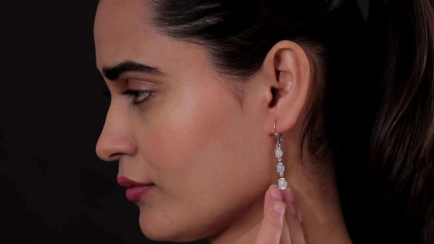 2.30 ctw Ethiopian Welo Opal Lever Back Earrings in Platinum Over Sterling Silver