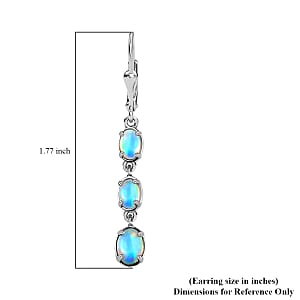 D'Joy Premium Ethiopian Welo Opal Drop Earrings, Lever Back Earrings For Women, Platinum Over Sterling Silver Dangle Earrings, Opal Jewelry 2.25 ctw