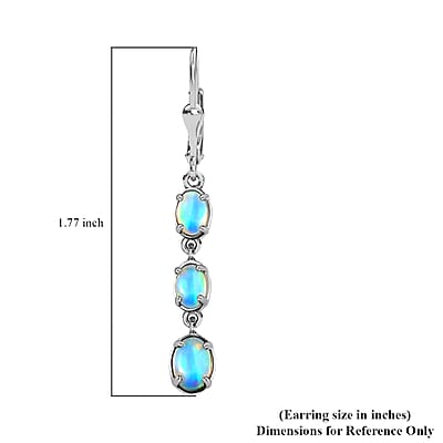 D'Joy Premium Ethiopian Welo Opal Drop Earrings, Lever Back Earrings For Women, Platinum Over Sterling Silver Dangle Earrings, Opal Jewelry 2.25 ctw