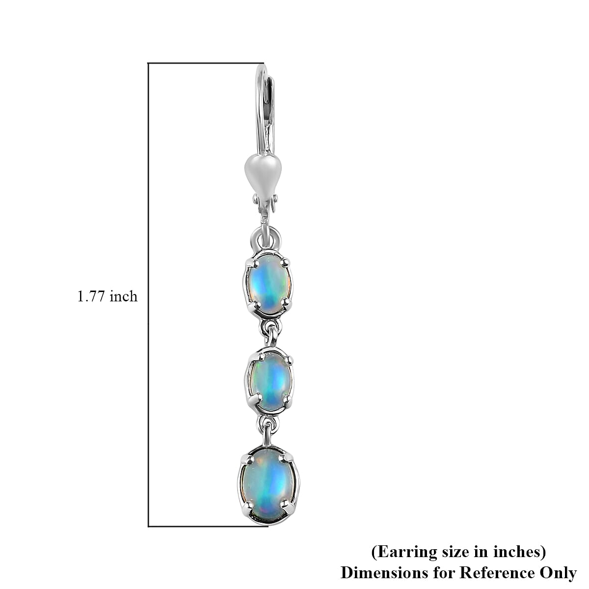 D'Joy Premium Ethiopian Welo Opal Drop Earrings, Lever Back Earrings For Women, Platinum Over Sterling Silver Dangle Earrings, Opal Jewelry 2.25 ctw