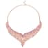 Pink Austrian Crystal Earrings and Bib Necklace 20-23 Inches in Rosetone image number 2