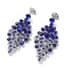 Blue Austrian Crystal Earrings and Bib Necklace 20 Inches in Silvertone image number 5