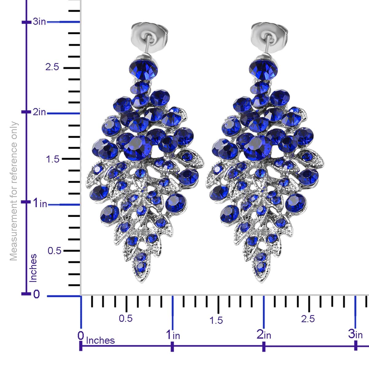 Blue Austrian Crystal Earrings and Bib Necklace 20 Inches in Silvertone image number 6