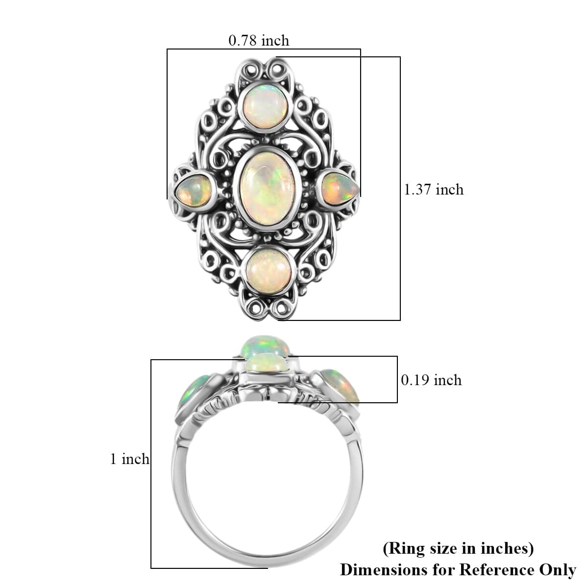 Premium Ethiopian Welo Opal Ring in Sterling Silver 1.25 ctw image number 5