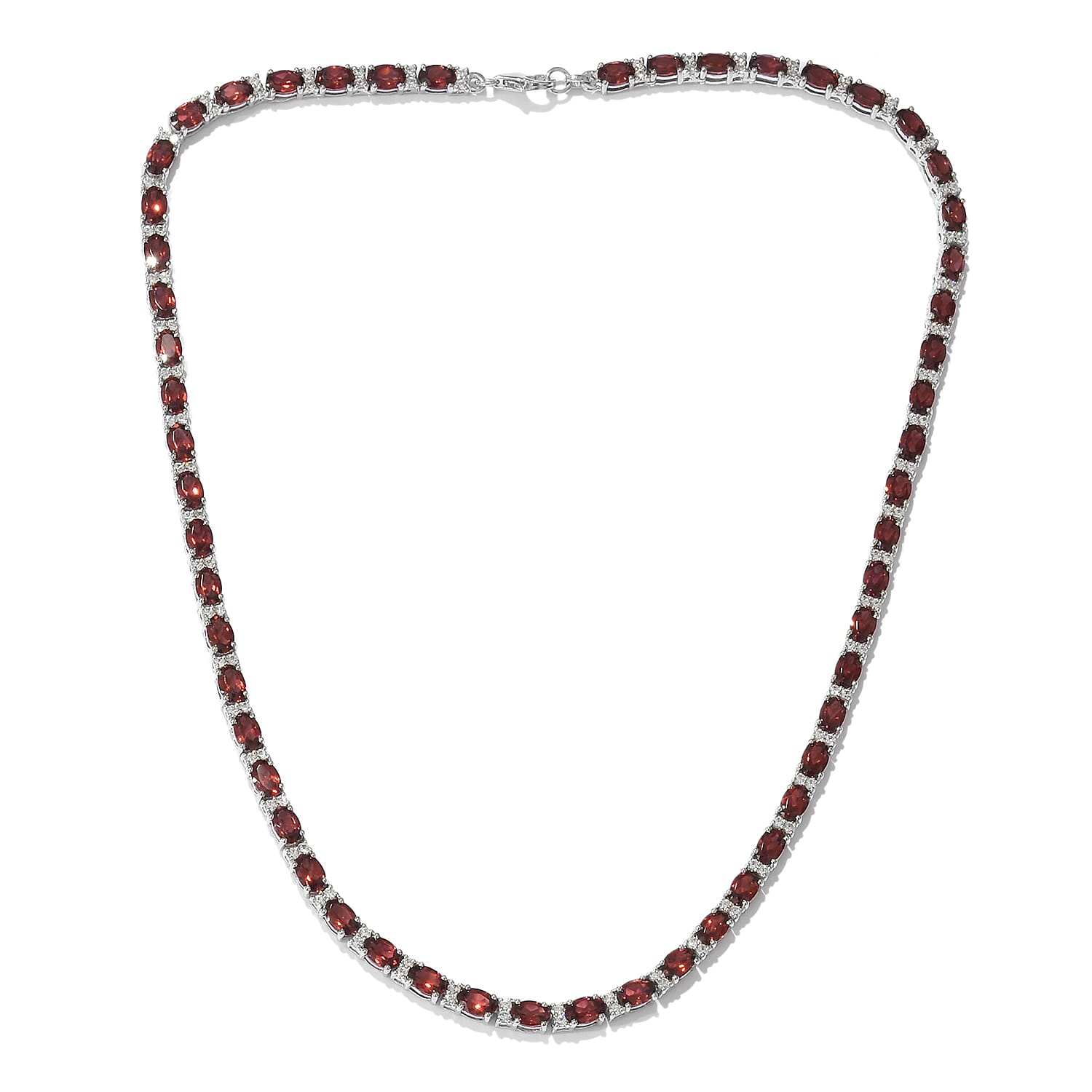 Mozambique Garnet, Cambodian Zircon Platinum Over Sterling Silver Necklace (18 in) TGW 33.70 cts.