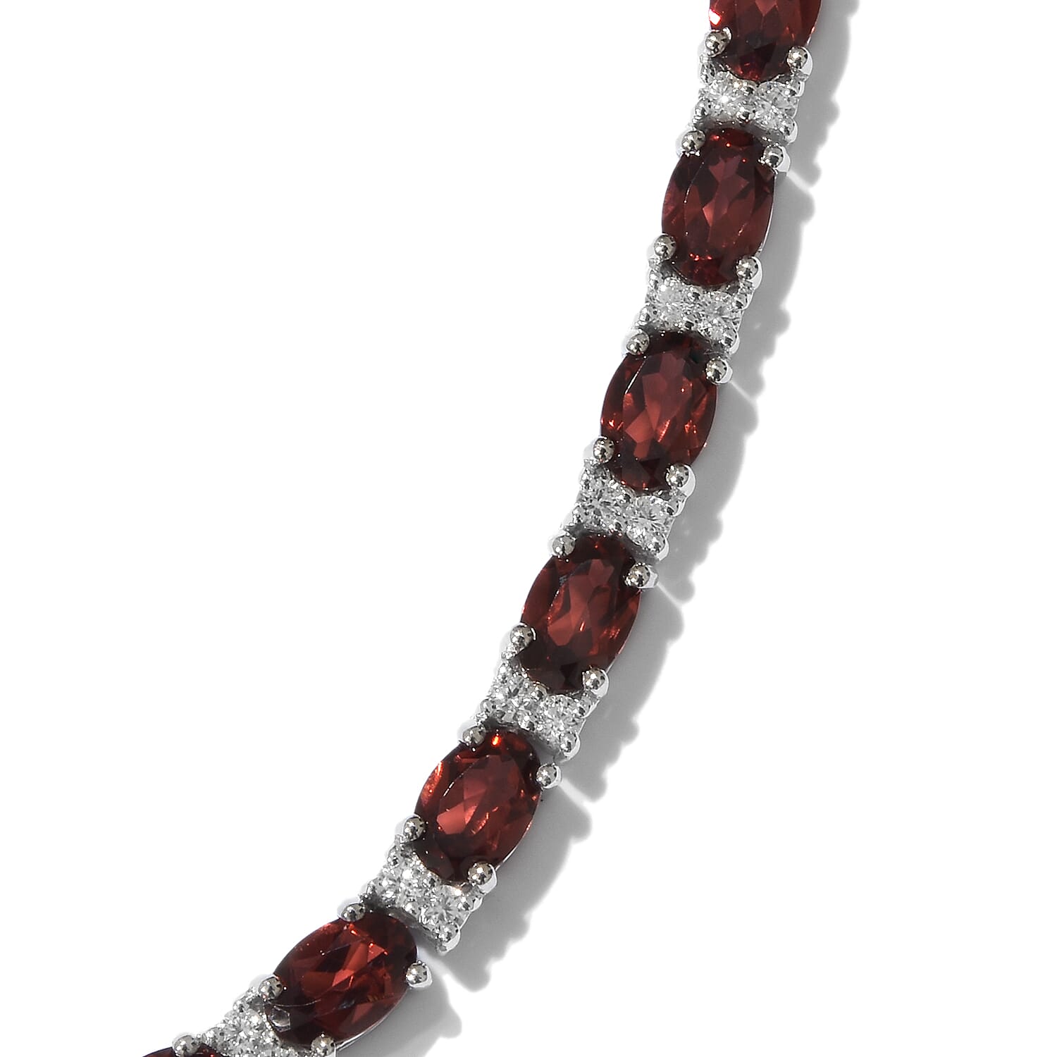 Mozambique Garnet, Cambodian Zircon Platinum Over Sterling Silver Necklace (18 in) TGW 33.70 cts.