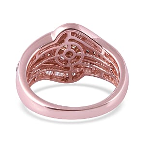 Natural Champagne Diamond and Diamond 1.00 ctw Ring in Vermeil Rose Gold Over Sterling Silver (Size 9.0)