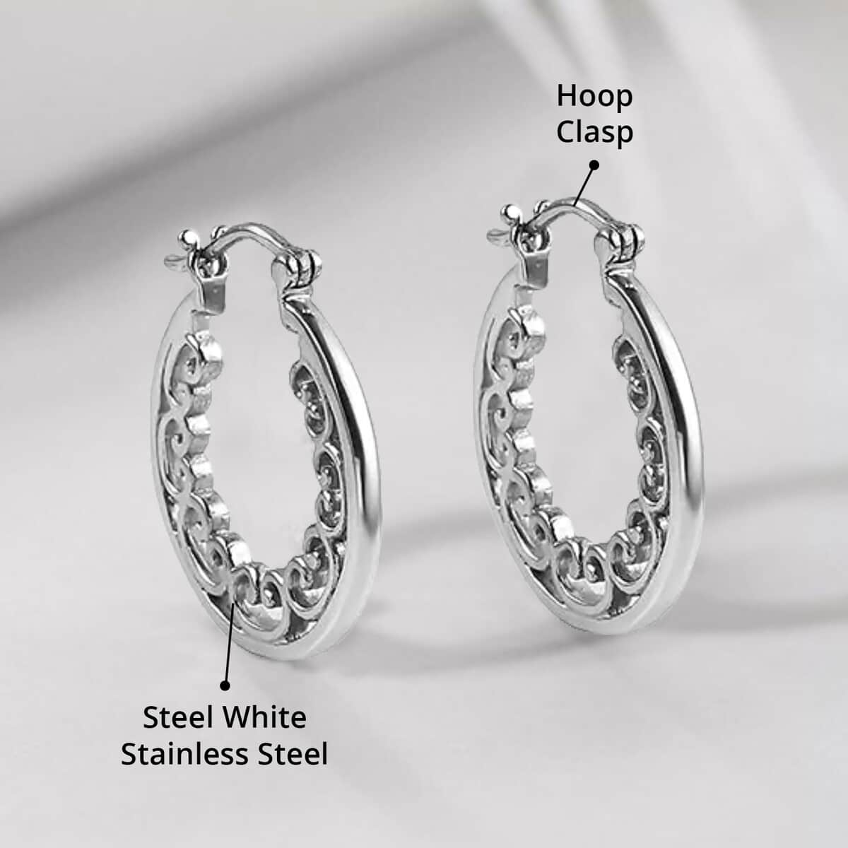 Set of 5 Multi Style Hoop Earrings in Stainless Steel image number 4