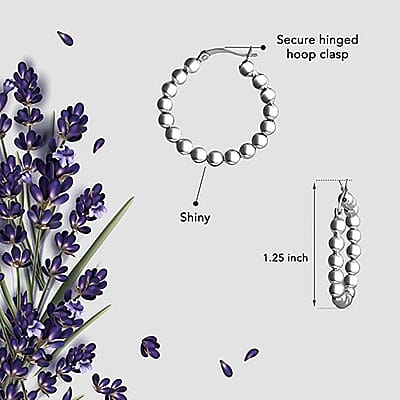 Sterling Silver Beaded Hoop Earrings 4.30 Grams