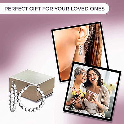 Sterling Silver Beaded Hoop Earrings 4.30 Grams