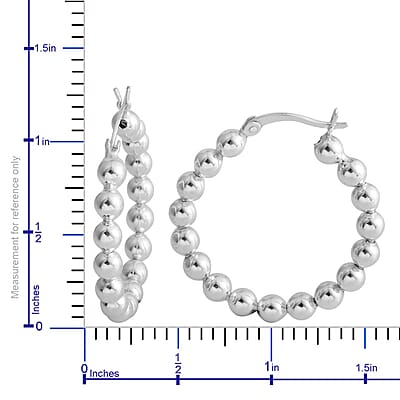 Sterling Silver Beaded Hoop Earrings 4.30 Grams