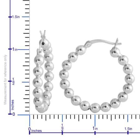 Sterling Silver Beaded Hoop Earrings 4.30 Grams image number 6