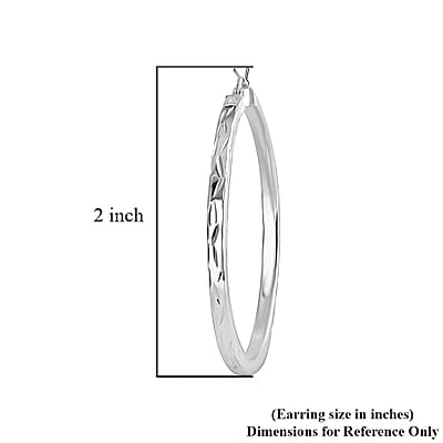925 Sterling Silver Diamond Cut Hoop Earrings, Silver Hoops For Women,