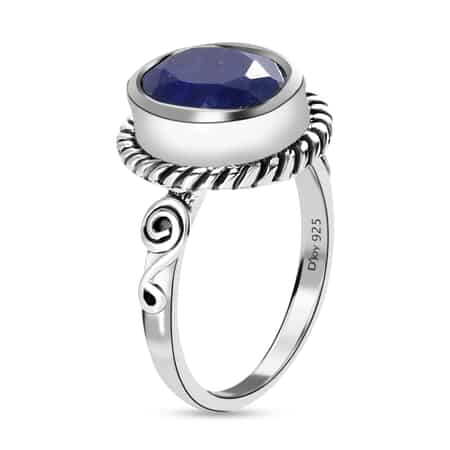 Artisan Crafted Lapis Lazuli Solitaire Ring in Sterling Silver 2.75 ctw image number 5