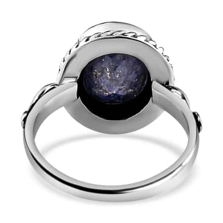 Artisan Crafted Lapis Lazuli Solitaire Ring in Sterling Silver 2.75 ctw image number 6