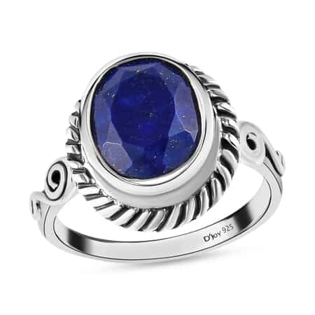Artisan Crafted Lapis Lazuli Solitaire Ring, Lapis Lazuli Ring, Sterling Silver Ring, Promise Ring 2.75 ctw {Size 11.0) image number 0