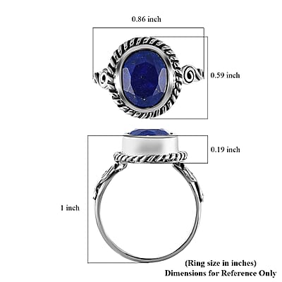 Artisan Crafted Lapis Lazuli 2.75 ctw Solitaire Ring, Lapis Lazuli Ring, Sterling Silver Ring, Promise Ring (Size 11.00)