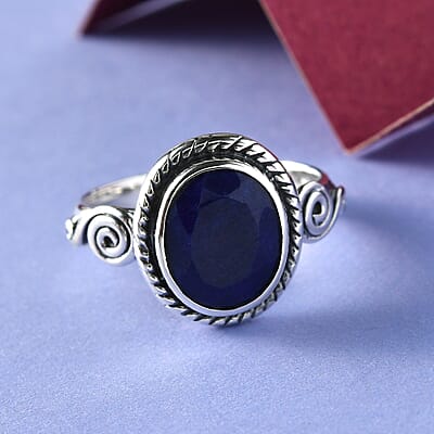 Artisan Crafted Lapis Lazuli Solitaire Ring, Lapis Lazuli Ring, Sterling Silver Ring, Promise Ring 2.75 ctw