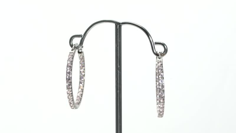 Simulated Pink Diamond Inside Out Hoop Earrings in Sterling Silver