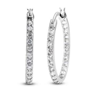 Simulated Diamond Inside Out Hoop Earrings in Sterling Silver