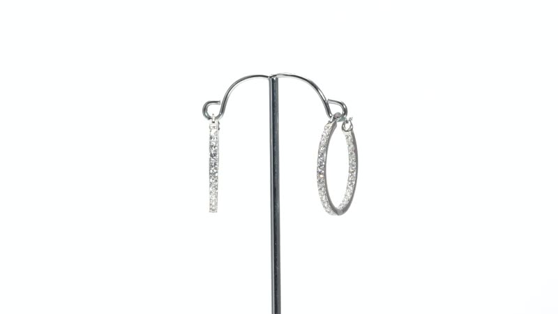 Simulated Diamond Inside Out Hoop Earrings in Sterling Silver