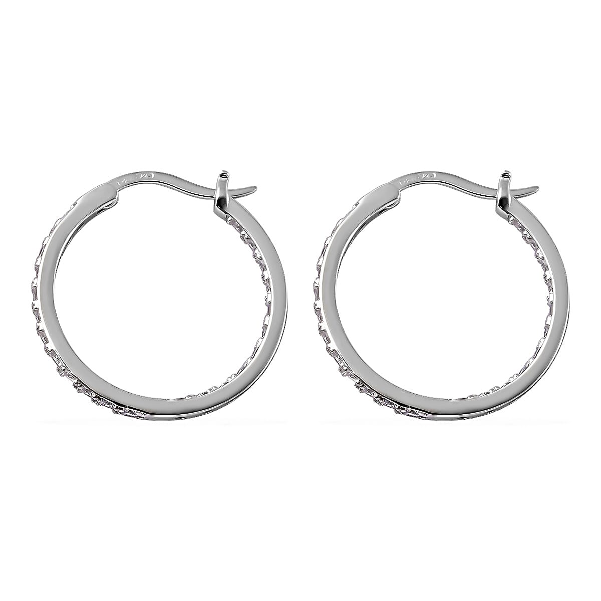 Simulated Diamond Inside Out Hoop Earrings in Sterling Silver