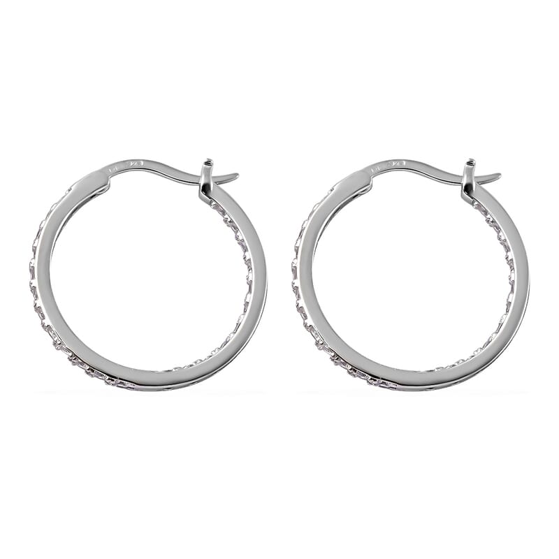 Simulated Diamond Inside Out Hoop Earrings in Sterling Silver