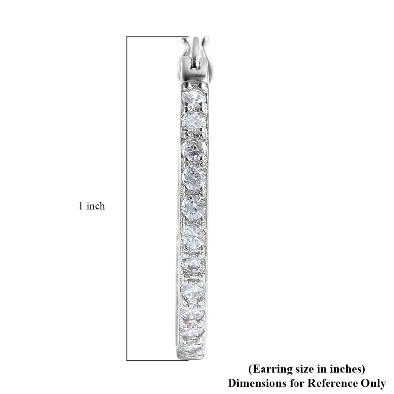 Simulated Diamond Inside Out Hoop Earrings in Sterling Silver