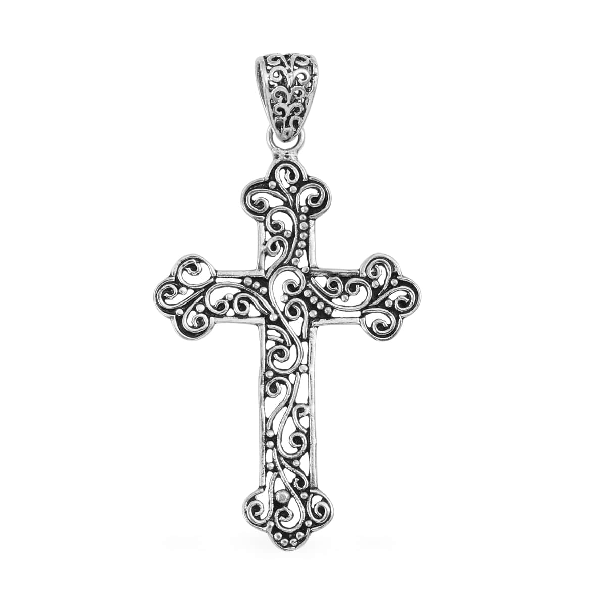 Artisan Crafted Openwork Cross Pendant in Sterling Silver 4.7 Grams image number 0