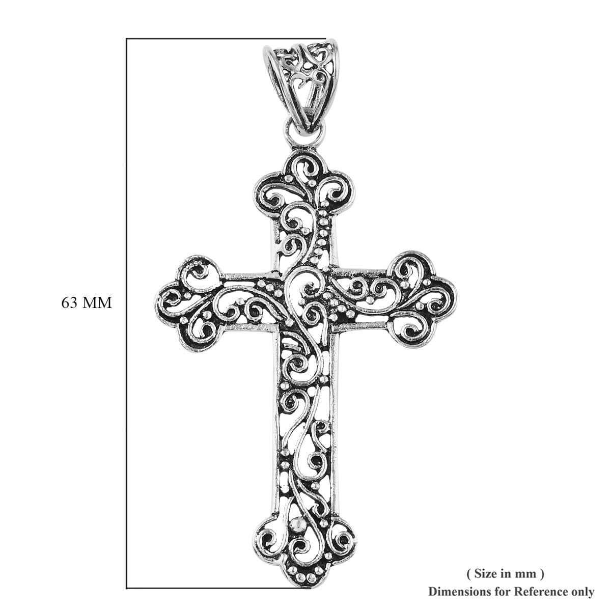 Artisan Crafted Openwork Cross Pendant in Sterling Silver 4.7 Grams image number 5