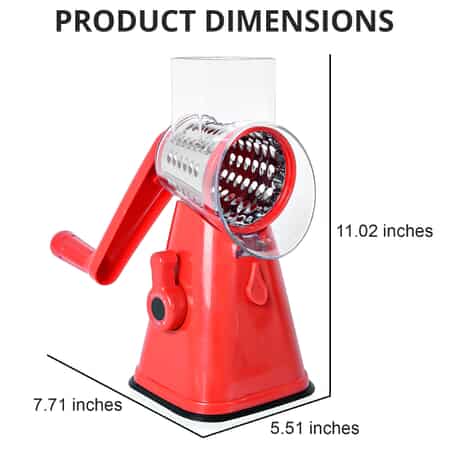 3-in-1 Rotary Cheese Grater, Vegetable and Fruit Slicer with Slicing, Shredding and Grating Blades image number 5