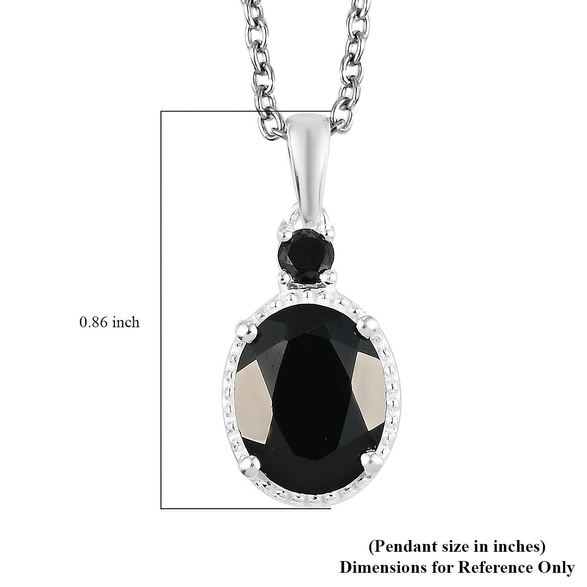D'Joy Thai Black Spinel and Simulated Black Diamond 3.50 ctw Magnetic Clasp Pendant in Sterling Silver with Stainless Steel Necklace 20 Inches