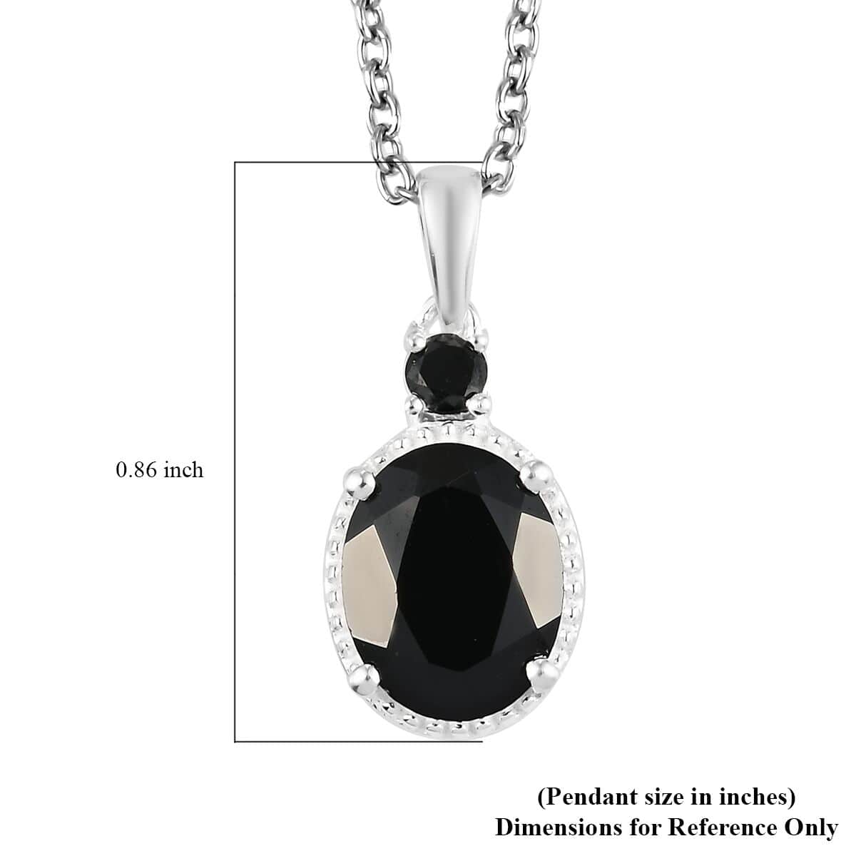 Thai Black Spinel and Simulated Black Diamond Magnetic Clasp Pendant in Sterling Silver with Stainless Steel Necklace 20 Inches 3.70 ctw image number 6