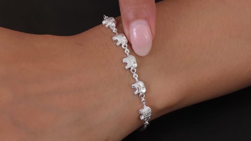 Value Buy Diamond Accent Elephant Bolo Bracelet in Sterling Silver and Stainless Steel