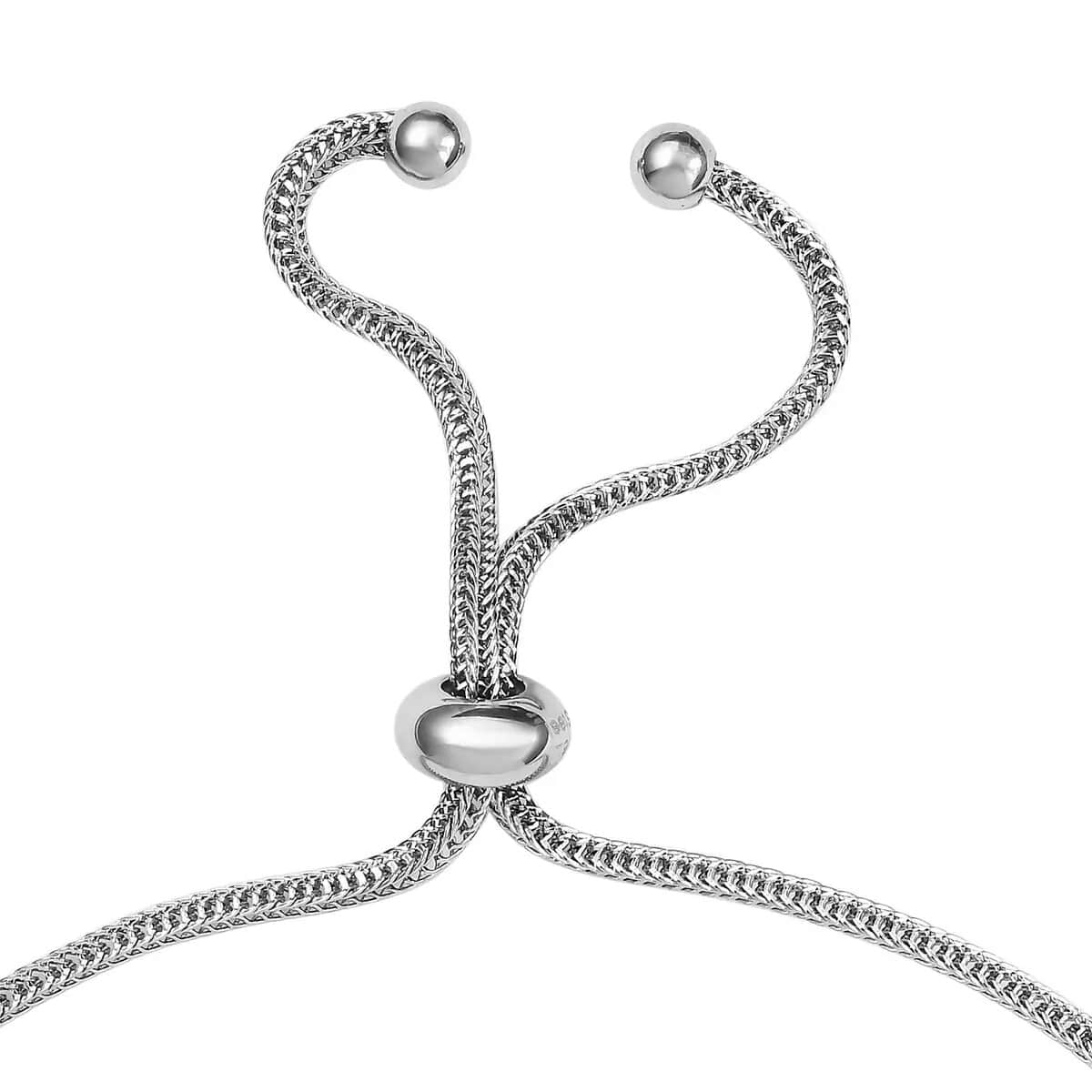 Diamond Accent Elephant Bracelet in Sterling Silver with Stainless Steel Bolo Chain, Adjustable Charm Bracelet for Women 9.50 Inches image number 5