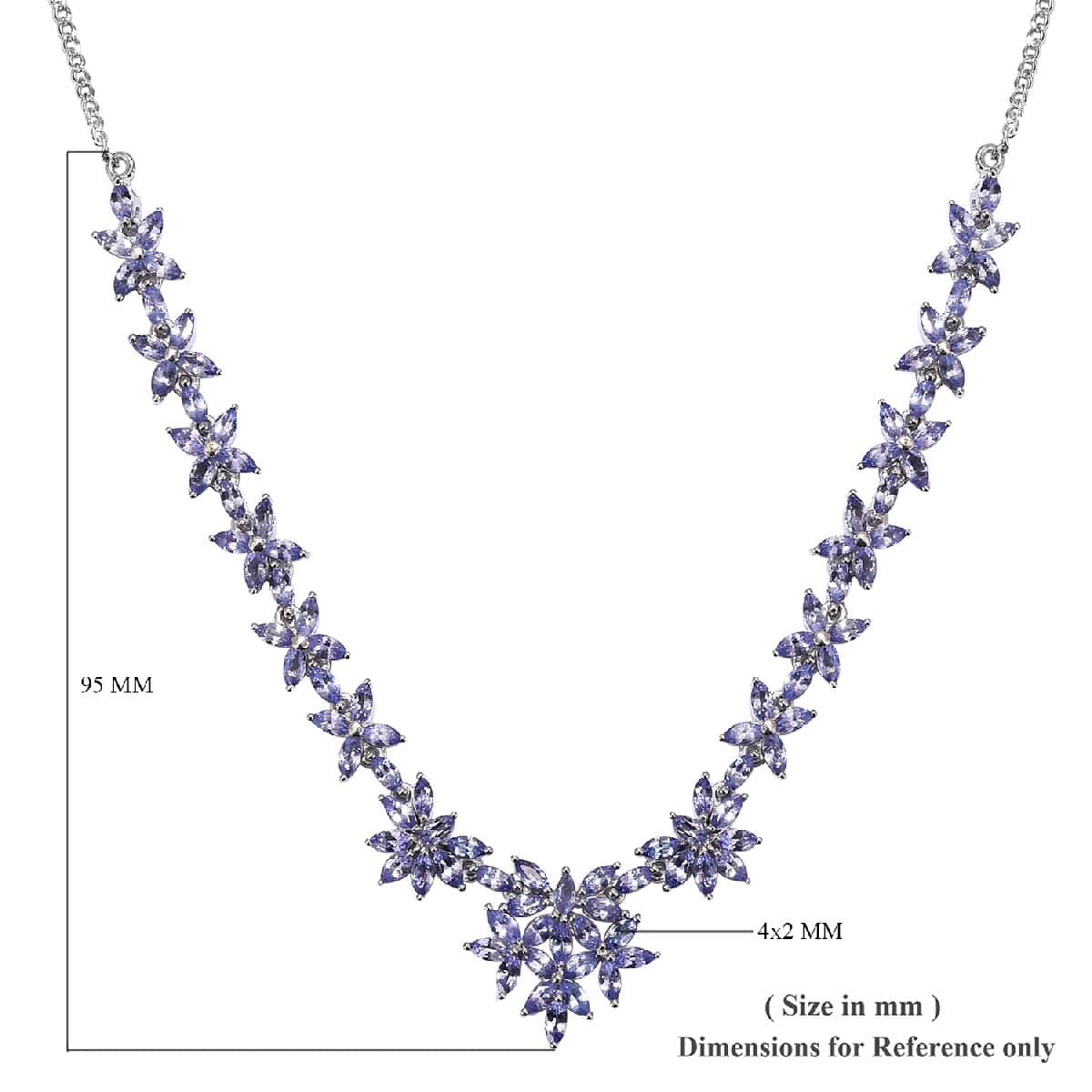 Tanzanite Floral Necklace 18-20 Inches in Platinum Over Sterling Silver 11.25 Grams 9.25 ctw image number 5