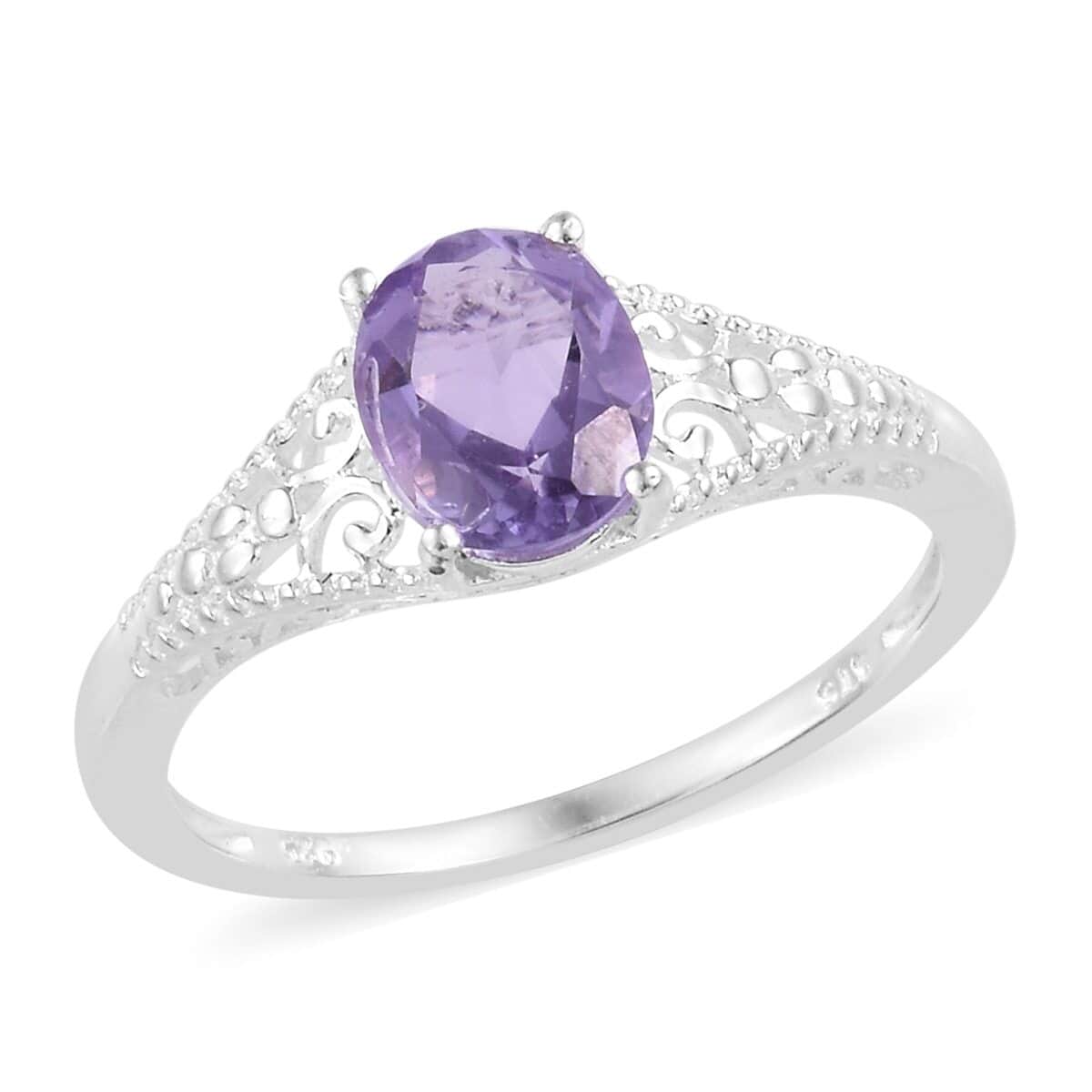 Bolivian Amethyst 1.65 ctw Solitaire Ring in Sterling Silver (Size 11.0) image number 0