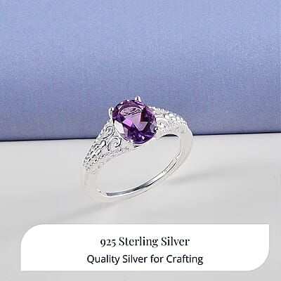D'Joy Bolivian Amethyst 1.70 ctw Solitaire Ring in Sterling Silver (Size 11.0)