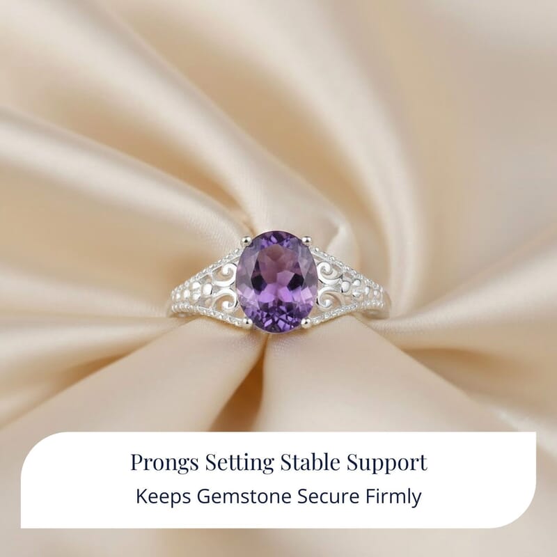 D'Joy Bolivian Amethyst 1.70 ctw Solitaire Ring in Sterling Silver (Size 11.0)
