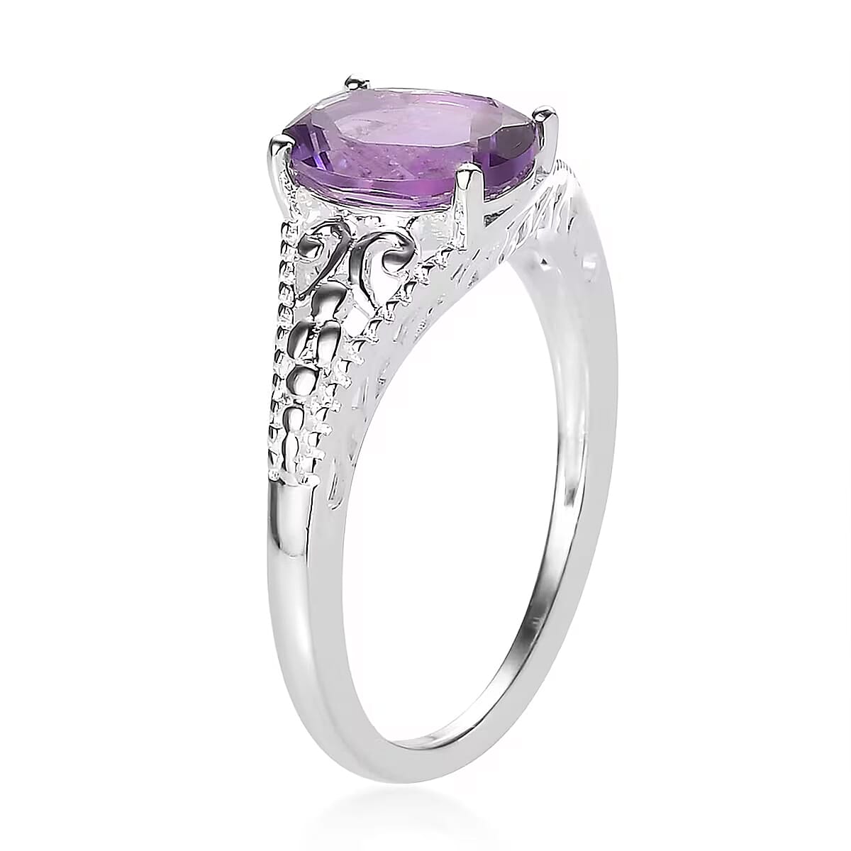 D'Joy Bolivian Amethyst 1.70 ctw Solitaire Ring in Sterling Silver (Size 11.0) image number 7