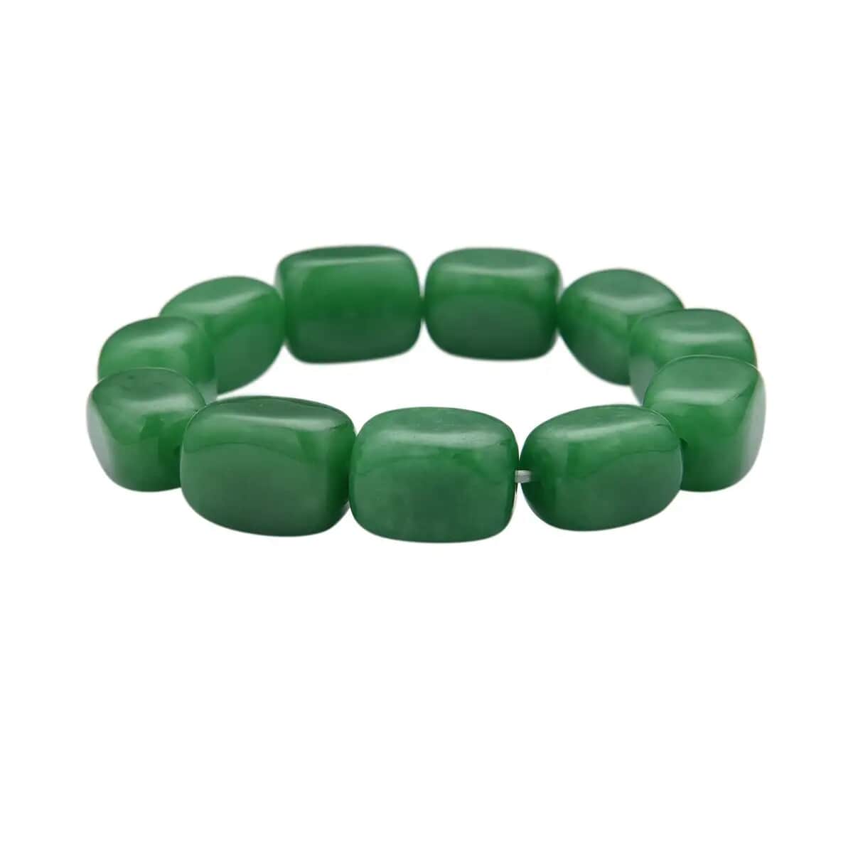 Green Jade (D) Bracelet, Jade Beads Bracelet, Stretch Bracelet 463.50 ctw image number 5