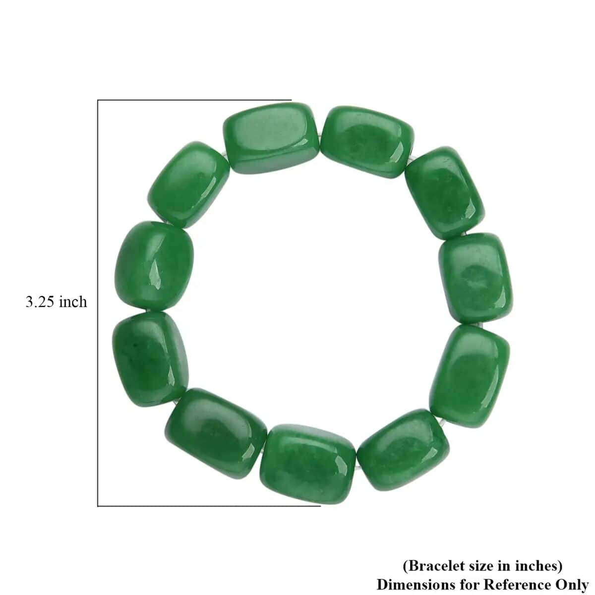 Green Jade (D) Bracelet, Jade Beads Bracelet, Stretch Bracelet 463.50 ctw image number 6